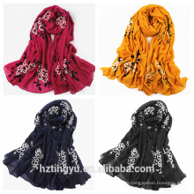 Neues Design whosale Frauen Hijab bestickt Polyester Schal